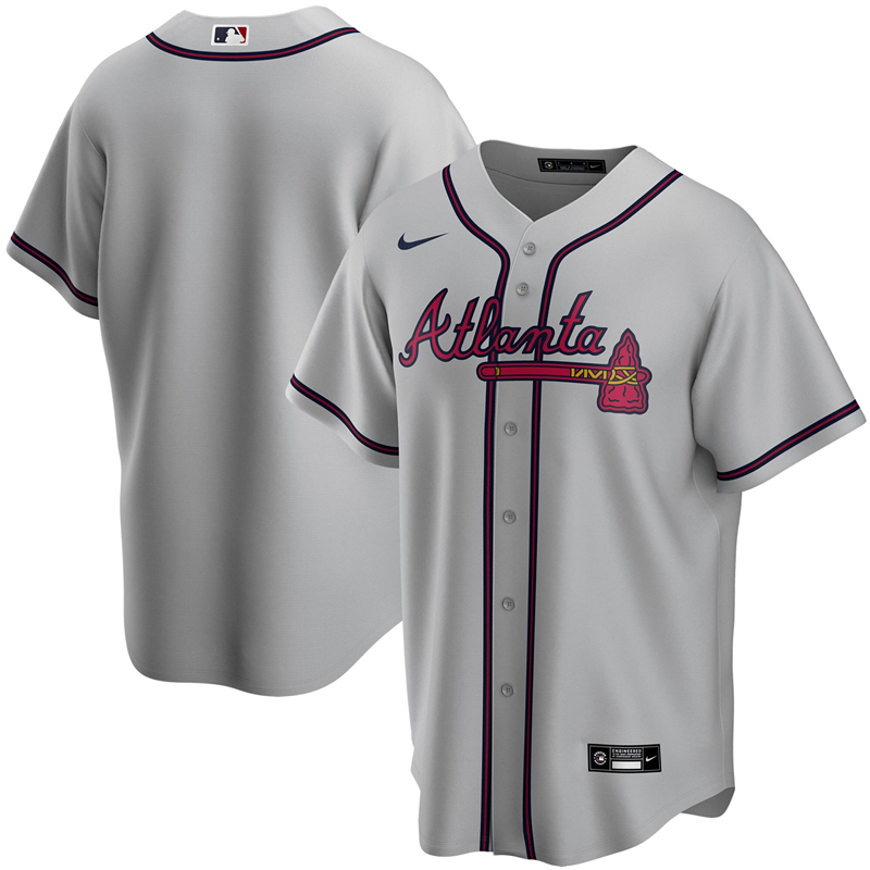 2020 MLB Men Atlanta Braves Nike Gray Road 2020 Replica Team Jersey 1->atlanta braves->MLB Jersey